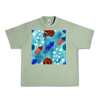 Oil Green patriotic fireworks and sunflower Urban Heavy Tee - BundleAndBundleShop