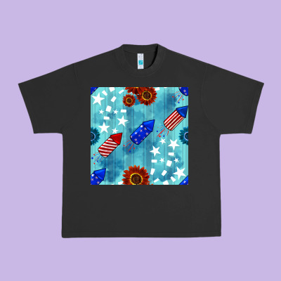 Patriotic Fireworks And Sunflower Urban Heavy Tee Designed By Bundleandbundleshop