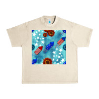 Sandshell patriotic fireworks and sunflower Urban Heavy Tee - BundleAndBundleShop
