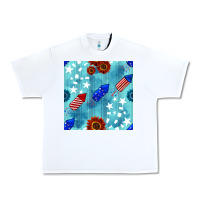 White patriotic fireworks and sunflower Urban Heavy Tee - BundleAndBundleShop