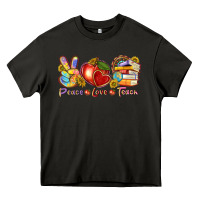 Asphalt peace love teach Heavy Core Tee - texasbilliewilder