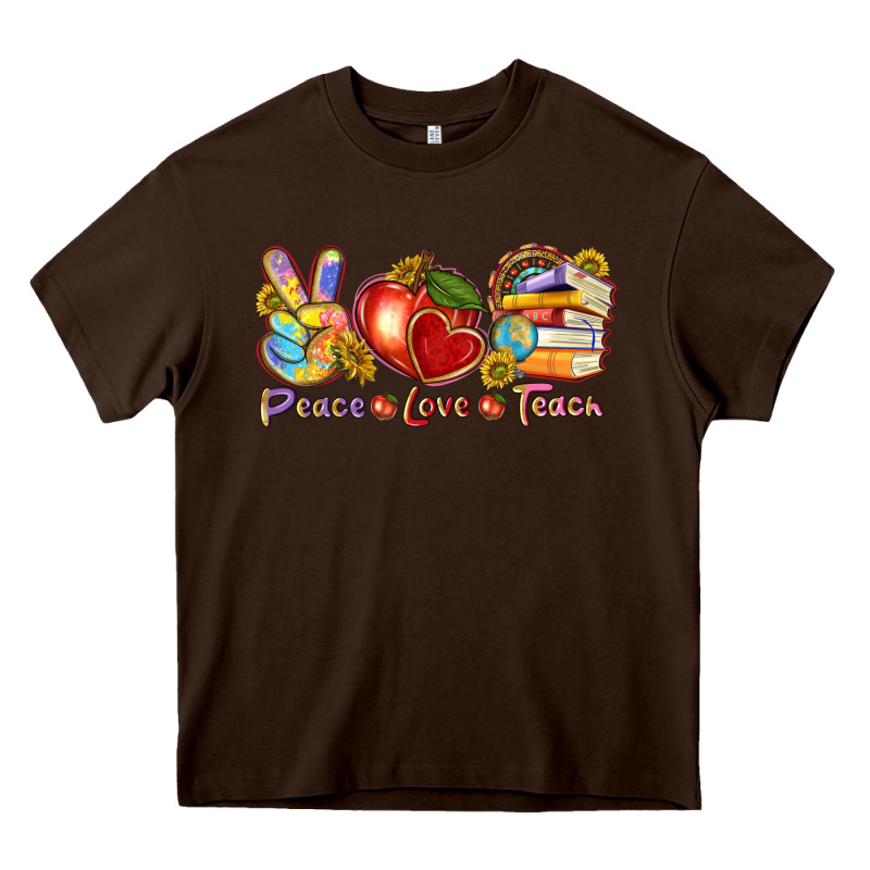 Peace Love Teach Heavy Core Tee by texasbilliewilder | Teevron