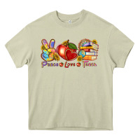 Mossy peace love teach Heavy Core Tee - texasbilliewilder