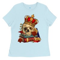 Baby Blue Skull With Crown Ladies Tee - RanaPortraitStore