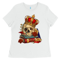 White Skull With Crown Ladies Tee - RanaPortraitStore