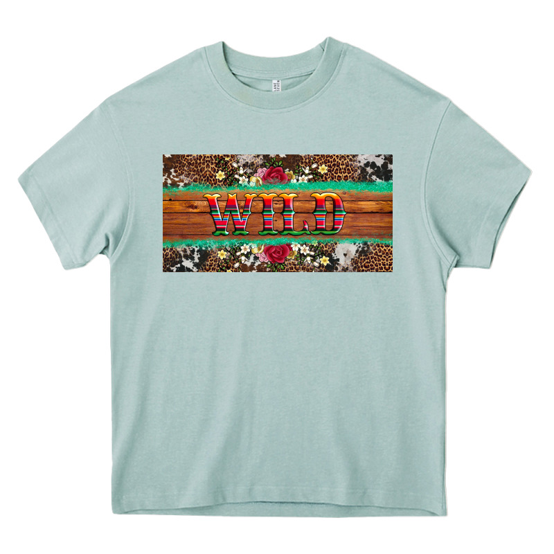 Western Wild And Floral Leopard  Cowhide Licanse Plate Heavy Core Tee by Artiststas | Teevron