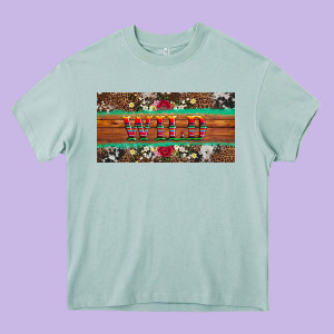 Western Wild And Floral Leopard  Cowhide Licanse Plate Heavy Core Tee Designed By Artiststas