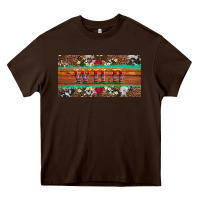 Chocolate Brown western wild and floral leopard  cowhide licanse plate Heavy Core Tee - Artiststas