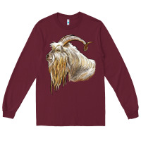 Burgundy kiko goat face Long Sleeve Tee - LillyAllenDesigns