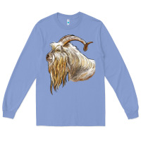 Colony Blue kiko goat face Long Sleeve Tee - LillyAllenDesigns