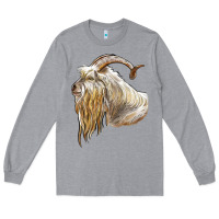 Heather Grey kiko goat face Long Sleeve Tee - LillyAllenDesigns
