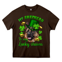 Chocolate Brown st.patrick's day my shepherd is my lucky charm Heavy Core Tee - RanaPortraitStore