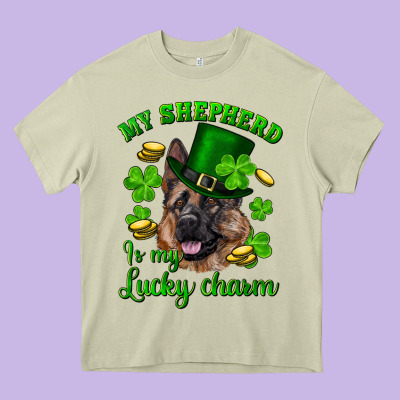St.patrick's Day My Shepherd Is My Lucky Charm Heavy Core Tee Designed By Ranaportraitstore