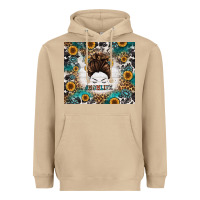 Mushroom mom life messy bun western Heavyweight Hoodie - Jasminsmagicworld