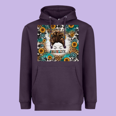 Mom Life Messy Bun Western Heavyweight Hoodie Designed By Jasminsmagicworld