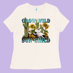 Grow Wild Sun Child Tbw Ladies Tee Designed By Texasbilliewilder