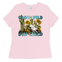 Bubblegum Pink grow wild sun child tbw Ladies Tee - texasbilliewilder