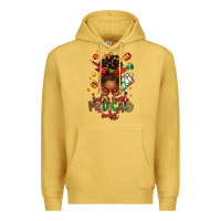 Antique Gold Santa's Favorite Medicaid Analyst Afro Messy Bun Premium Hoodie - texasbilliewilder