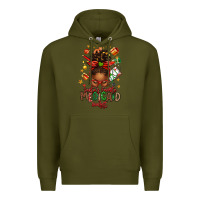 Army Green Santa's Favorite Medicaid Analyst Afro Messy Bun Premium Hoodie - texasbilliewilder