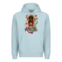 Blue Mist Santa's Favorite Medicaid Analyst Afro Messy Bun Premium Hoodie - texasbilliewilder