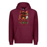Burgundy Santa's Favorite Medicaid Analyst Afro Messy Bun Premium Hoodie - texasbilliewilder