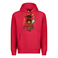 Cardinal Santa's Favorite Medicaid Analyst Afro Messy Bun Premium Hoodie - texasbilliewilder