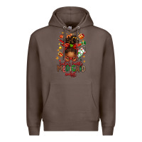 Coffee Santa's Favorite Medicaid Analyst Afro Messy Bun Premium Hoodie - texasbilliewilder