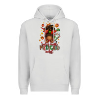 Dove Grey Santa's Favorite Medicaid Analyst Afro Messy Bun Premium Hoodie - texasbilliewilder