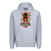 Heather Grey Santa's Favorite Medicaid Analyst Afro Messy Bun Premium Hoodie - texasbilliewilder