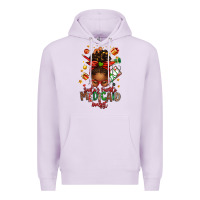 Lilac Santa's Favorite Medicaid Analyst Afro Messy Bun Premium Hoodie - texasbilliewilder