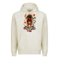 Oatmeal Heather Santa's Favorite Medicaid Analyst Afro Messy Bun Premium Hoodie - texasbilliewilder