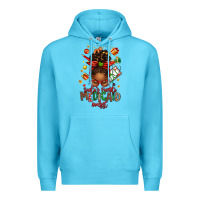 Ocean Blue Santa's Favorite Medicaid Analyst Afro Messy Bun Premium Hoodie - texasbilliewilder