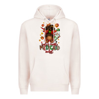 Pale Pink Santa's Favorite Medicaid Analyst Afro Messy Bun Premium Hoodie - texasbilliewilder