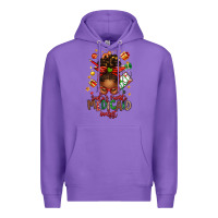 Purple Santa's Favorite Medicaid Analyst Afro Messy Bun Premium Hoodie - texasbilliewilder