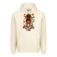 Sandshell Santa's Favorite Medicaid Analyst Afro Messy Bun Premium Hoodie - texasbilliewilder