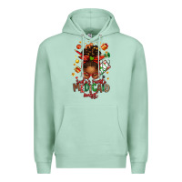 Seafoam Santa's Favorite Medicaid Analyst Afro Messy Bun Premium Hoodie - texasbilliewilder