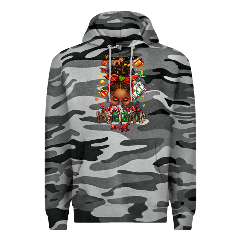 Santa's Favorite Medicaid Analyst Afro Messy Bun Premium Hoodie by texasbilliewilder | Teevron