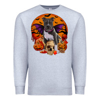 Heather Grey halloween pitbull dog Premium Sweatshirt - RanaPortraitStore