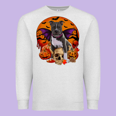 Halloween Pitbull Dog Premium Sweatshirt Designed By Ranaportraitstore