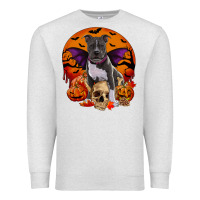 Oatmeal Heather halloween pitbull dog Premium Sweatshirt - RanaPortraitStore
