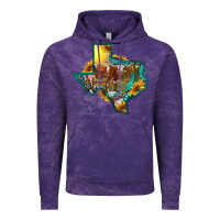 Cloud Purple western texas map with longhorn bull Vintage Hoodie - RanaPortraitStore
