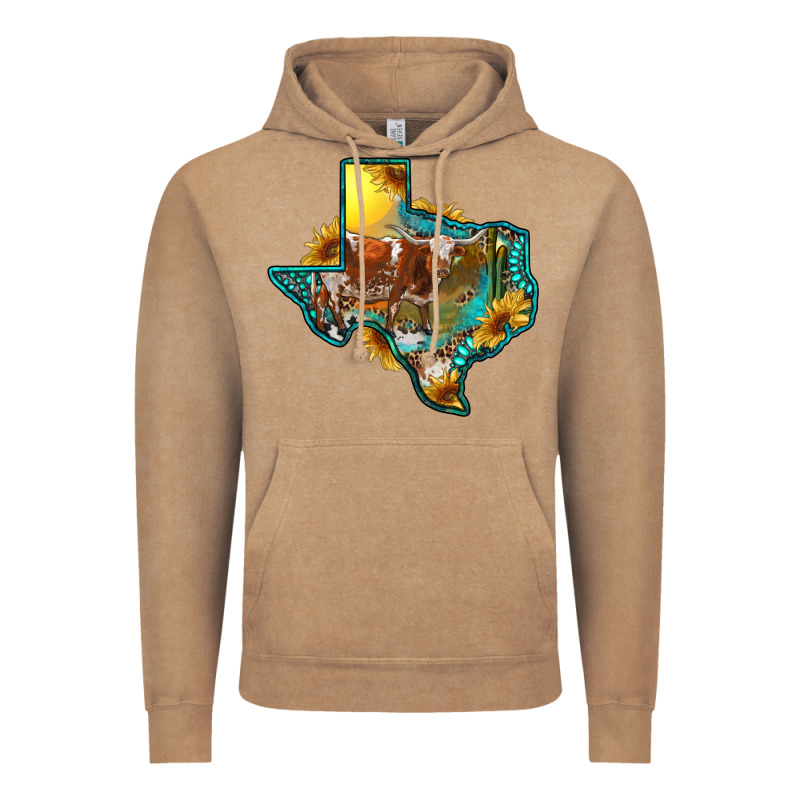 Western Texas Map With Longhorn Bull Vintage Hoodie by RanaPortraitStore | Teevron