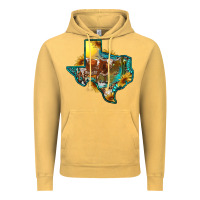 Vintage Mustard western texas map with longhorn bull Vintage Hoodie - RanaPortraitStore
