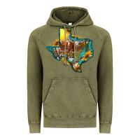 Vintage Olive western texas map with longhorn bull Vintage Hoodie - RanaPortraitStore