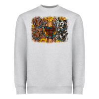 Heather Grey saddle sunflower horseshoe cowhide leopard background Heavyweight Sweatshirt - Artiststas