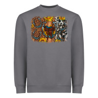 Storm saddle sunflower horseshoe cowhide leopard background Heavyweight Sweatshirt - Artiststas