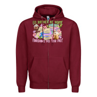 Burgundy id rather be home finishing my tbr pile Zipper Hoodie - MaliasSmallBusiness