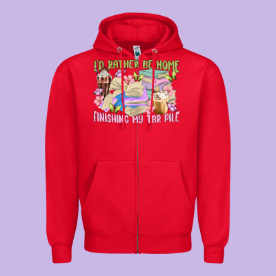 Id Rather Be Home Finishing My Tbr Pile Zipper Hoodie Designed By Maliassmallbusiness
