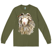 Army Green Angora Goat Face Long Sleeve Tee - LillyAllenDesigns