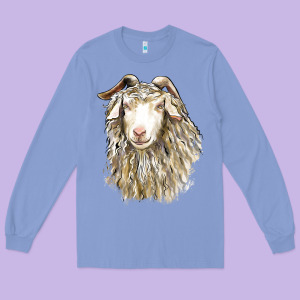 Angora Goat Face Long Sleeve Tee Designed By Lillyallendesigns